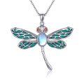 wholesale 925 Sterling Silver Dragonfly Pendant with Enamel Wings and Moonstone Centerpiece for Women's Jewelry-0-0