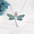 wholesale 925 Sterling Silver Dragonfly Pendant with Enamel Wings and Moonstone Centerpiece for Women's Jewelry-0-2
