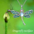 wholesale 925 Sterling Silver Dragonfly Pendant with Enamel Wings and Moonstone Centerpiece for Women's Jewelry-0-5