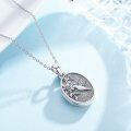 wholesale 925 Sterling Silver Oval Hummingbird Pendant Necklace with Flower Design-0-1