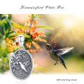 wholesale 925 Sterling Silver Oval Hummingbird Pendant Necklace with Flower Design-0-5