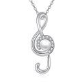 wholesale 925 Sterling Silver Treble Clef Mother of Pearl Shell Pearl Pendant Necklace Musical s for Women-0-0