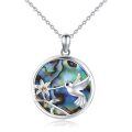 wholesale 925 Sterling Silver Abalone Shell Hummingbird Flower Pendant Necklace for Women-0-0