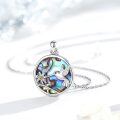 wholesale 925 Sterling Silver Abalone Shell Hummingbird Flower Pendant Necklace for Women-0-2