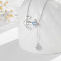 wholesale 925 Sterling Silver Anchor & Helm Blue CZ Charm Ladies' Necklace-0-2