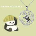 wholesale 925 Sterling Silver Bamboo Panda Pendant Necklace - Valentine's Day Gift for Her-0-4