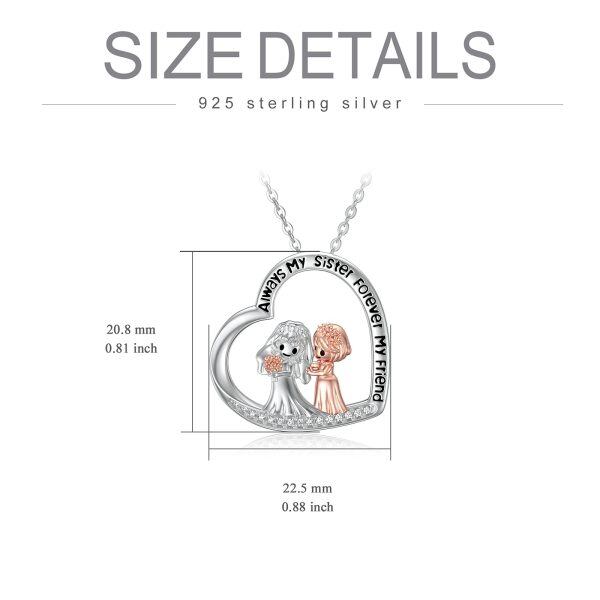 Sterling Silver Zircon Two Tone Color Bridesmaid Pendent Necklace-3