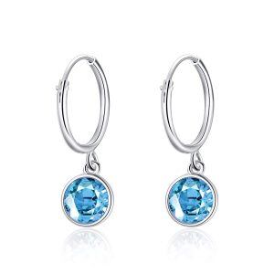 Sterling Silver Crystal Silver Plated Huggie Hoop Earrings -0