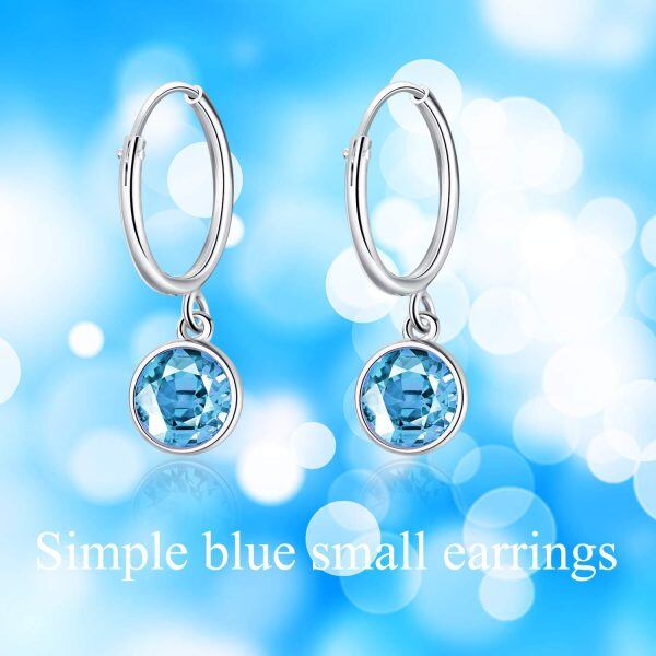 Sterling Silver Crystal Silver Plated Huggie Hoop Earrings -2