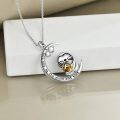 wholesale 925 Sterling Silver Moon & Sloth Pendant Necklace for Women and Girls - I Love You to the Moon and Back -0-1