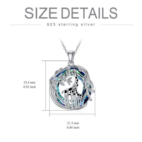 Sterling Silver Crystal Tree of Life Mother Daughter Giraffe Pendennt Necklace-4