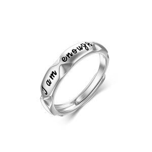 Sterling Silver Silver Plated I am Enough Inspirational Open Rings-0