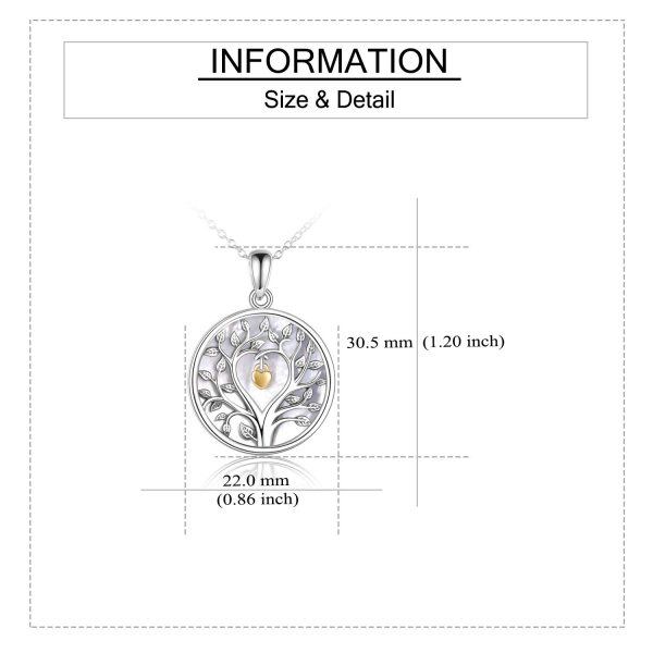 Sterling Silver Two Tone Color Tree of Life Pendant Necklaces -3