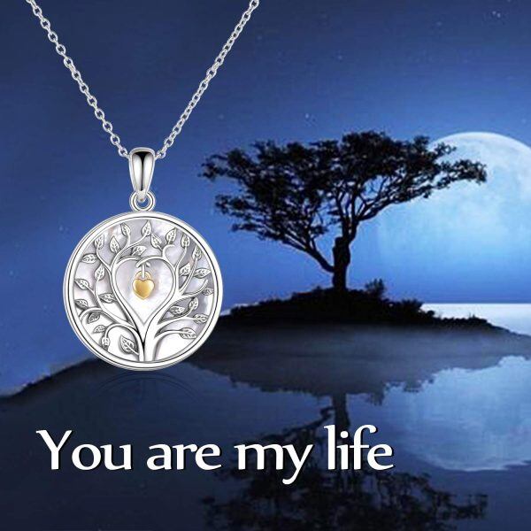 Sterling Silver Two Tone Color Tree of Life Pendant Necklaces -4