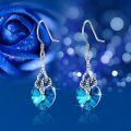 wholesale 925 Sterling Silver Blue Crystal Heart Snake Dangle Earrings - Punk Gothic Jewelry-0-4