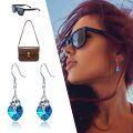 wholesale 925 Sterling Silver Blue Crystal Heart Snake Dangle Earrings - Punk Gothic Jewelry-0-5