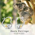 wholesale 925 Sterling Silver Koala Bear Hoop Earrings for Women and Girls - Matching Set with Gold Accents-0-4