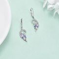 wholesale 925 Sterling Silver Angel Wings Drop Earrings w/ Blue & Pink Crystal Guard Stones Pendant Necklace Set Gifts for Her-0-2