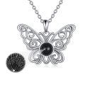 wholesale 925 Sterling Silver Celtic Knot Black Pearl Butterfly I Love You Multilingual Necklace-0-0