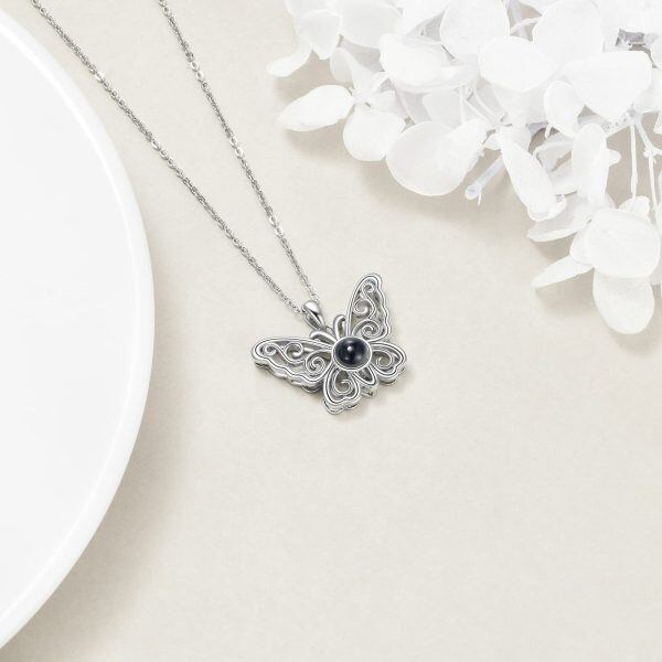 Sterling Silver Rhodium Plated Butterfly Necklace-3