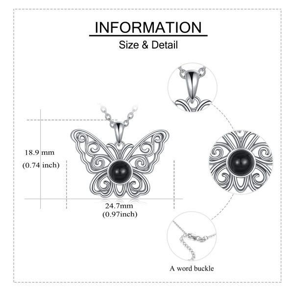 Sterling Silver Rhodium Plated Butterfly Necklace-4