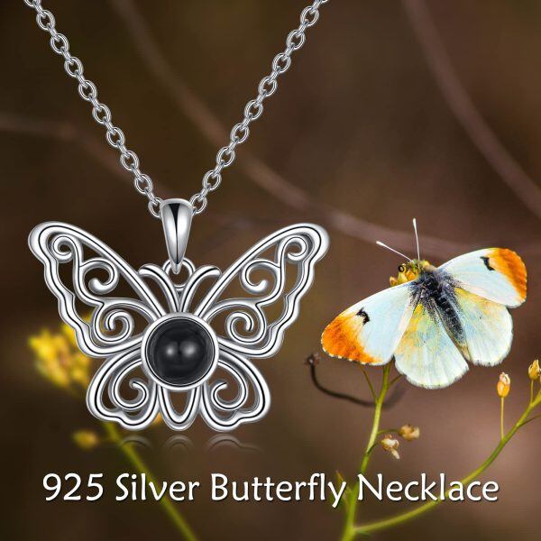 Sterling Silver Rhodium Plated Butterfly Necklace-5