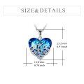 wholesale 925 Sterling Silver Blue CZ Heart Pendant Necklace with Lotus Design for Women and Girls Yoga Gifts-0-3