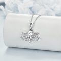 wholesale 925 Sterling Silver Marquise Cut Cubic Zirconia Lotus Flower Pendant Necklaces for Women Girls Birthday Gifts Jewelry Accessories 45cm Chain Length (White)-0-1