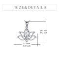wholesale 925 Sterling Silver Marquise Cut Cubic Zirconia Lotus Flower Pendant Necklaces for Women Girls Birthday Gifts Jewelry Accessories 45cm Chain Length (White)-0-3