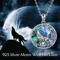 wholesale 925 Sterling Silver Abalone Shell Celtic Wolf Moon Pendant Necklace for Women and Men-0-4