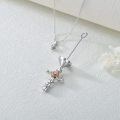 wholesale 925 Sterling Silver Orange Rose Cross Cremation Keepsake Pendant Necklace-0-3