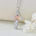 wholesale 925 Sterling Silver Orange Rose Cross Cremation Keepsake Pendant Necklace-0-4