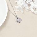 wholesale 925 Sterling Silver Metal Pink Zircon Flower Shape Pendant Necklace with Chain for Women s-0-4