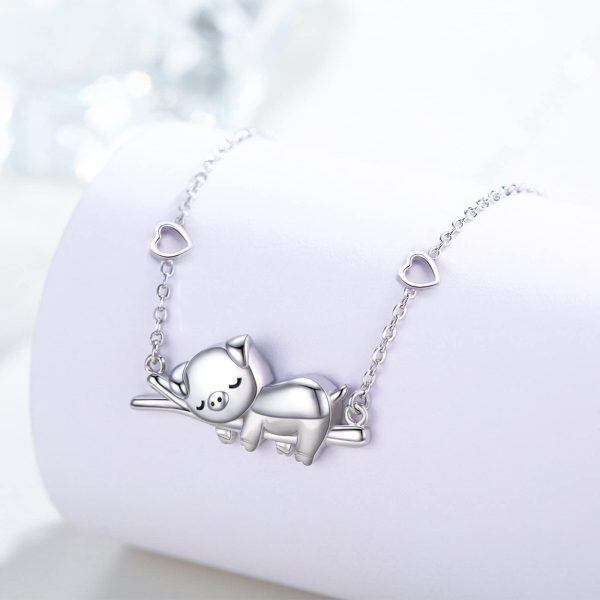 Sterling Silver Rhodium Plated Pig Bracelet-1