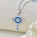 wholesale 925 Sterling Silver Blue Crystal Evil Eye Good Luck Charm Necklace for Women Girls Gifts-0-3