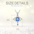 wholesale 925 Sterling Silver Blue Crystal Evil Eye Good Luck Charm Necklace for Women Girls Gifts-0-4