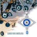 wholesale 925 Sterling Silver Blue Crystal Evil Eye Good Luck Charm Necklace for Women Girls Gifts-0-5