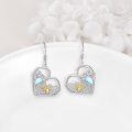wholesale 925 Sterling Silver Blue Moonstone & CZ Heart-Shaped Honeycomb Bee Drop Earrings - Gifts for Her-0-1