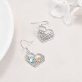wholesale 925 Sterling Silver Blue Moonstone & CZ Heart-Shaped Honeycomb Bee Drop Earrings - Gifts for Her-0-2