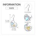 wholesale 925 Sterling Silver Blue Moonstone & CZ Heart-Shaped Honeycomb Bee Drop Earrings - Gifts for Her-0-3