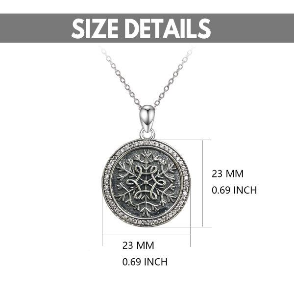 Sterling Silver Oxidized Snowflake Pendent Necklace -5