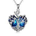 wholesale 925 Sterling Silver Tree Necklace Sterling Silver Famile Tree Pendant Necklace with September Birthstone Blue Heart Crystal Fashion-0-0