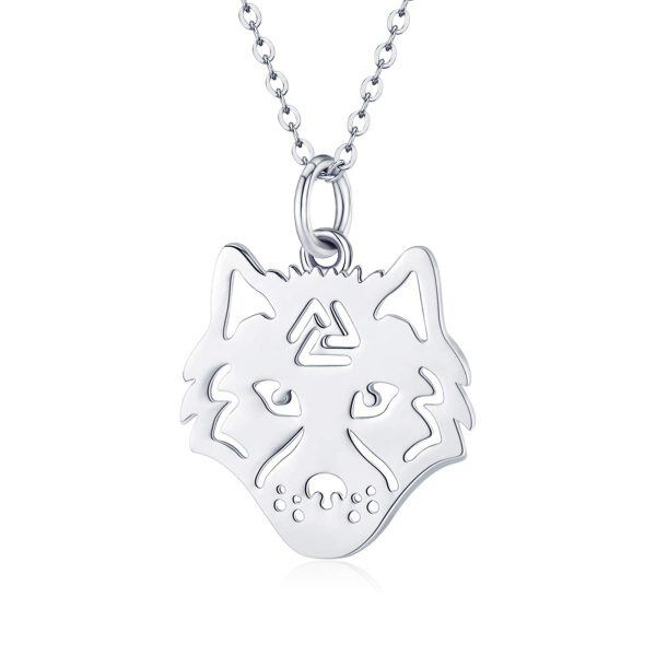 Sterling Silver Silver Plated Wolf Pendent Necklace-0