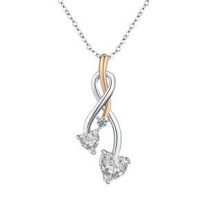 Sterling Silver Zircon Two Tone Color Infinity Pendant Necklace-0