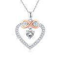 wholesale 925 Sterling Silver Cubic Zirconia Heart Pendant Necklace for Women's Gifts-0-0