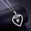 wholesale 925 Sterling Silver Cubic Zirconia Heart Pendant Necklace for Women's Gifts-0-1