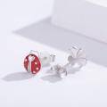 wholesale S925 Sterling Silver Ladybug & Four-Leaf Clover Stud Earrings Set - Fashion s for Women and Girls-0-1
