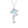 wholesale 925 Sterling Silver Blue Moonstone Galaxy Necklace - Universe Solar System Star Pendant s for Women-0-0