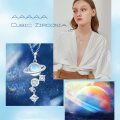 wholesale 925 Sterling Silver Blue Moonstone Galaxy Necklace - Universe Solar System Star Pendant s for Women-0-3