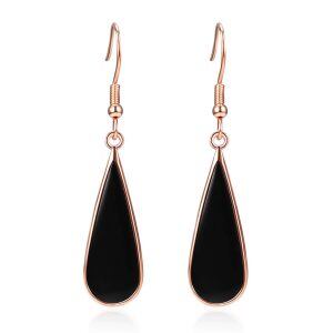 Sterling Silver Black Onyx Silver Plated Teardrop Dangle Earrings-0